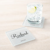 Modern script - speciaal gepersonaliseerd Groomsma Glazen Onderzetter (Schuin)
