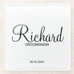 Modern script - speciaal gepersonaliseerd Groomsma Glazen Onderzetter