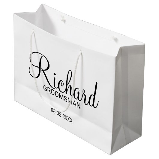 Modern script - speciaal gepersonaliseerd Groomsma Groot Cadeauzakje (Voorkant Gekanteld)