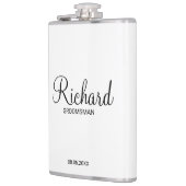 Modern script - speciaal gepersonaliseerd Groomsma Heupfles (Links)