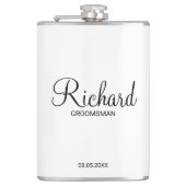 Modern script - speciaal gepersonaliseerd Groomsma Heupfles (Voorkant)