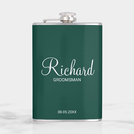 Modern script - speciaal gepersonaliseerd Groomsma Heupfles