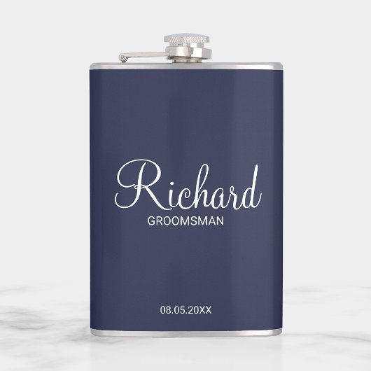 Modern script - speciaal gepersonaliseerd Groomsma Heupfles