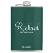 Modern script - speciaal gepersonaliseerd Groomsma Heupfles (Voorkant)