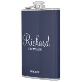 Modern script - speciaal gepersonaliseerd Groomsma Heupfles (Links)