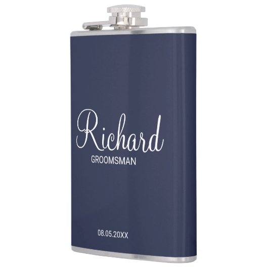 Modern script - speciaal gepersonaliseerd Groomsma Heupfles (Links)