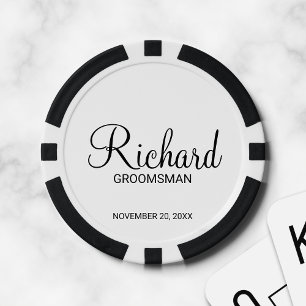 Modern script - speciaal gepersonaliseerd Groomsma Poker Chips