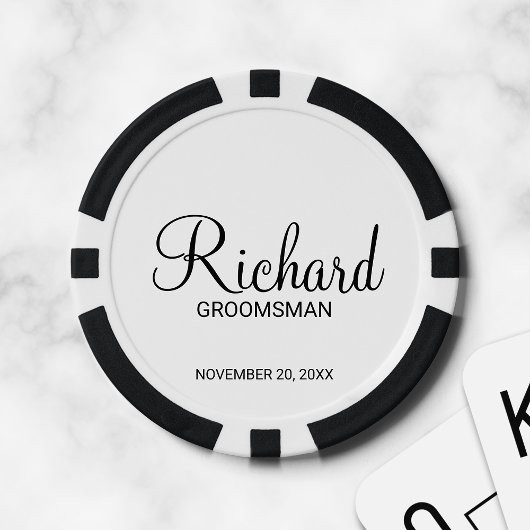 Modern script - speciaal gepersonaliseerd Groomsma Poker Chips