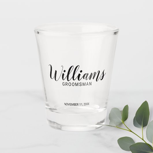 Modern script - speciaal gepersonaliseerd Groomsma Shot Glas