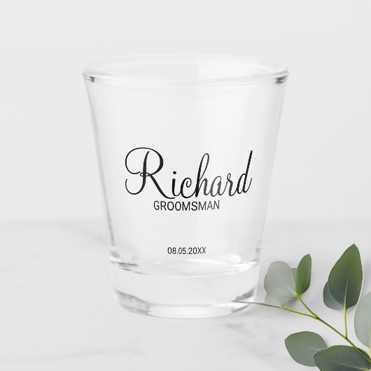 Modern script - speciaal gepersonaliseerd Groomsma Shot Glas