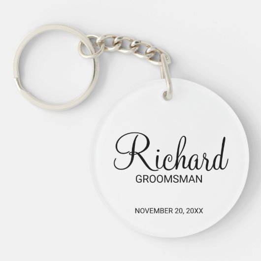 Modern script - speciaal gepersonaliseerd Groomsma Sleutelhanger (Voorkant)
