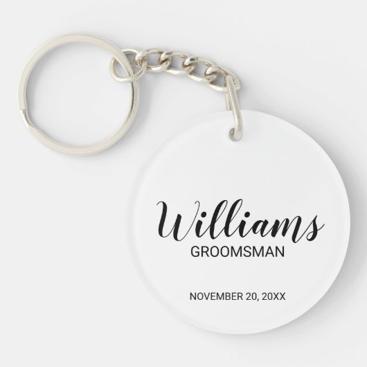 Modern script - speciaal gepersonaliseerd Groomsma Sleutelhanger (Voorkant)