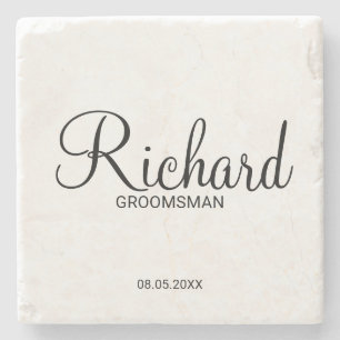 Modern script - speciaal gepersonaliseerd Groomsma Stenen Onderzetter