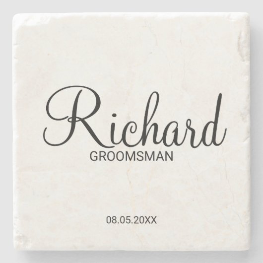 Modern script - speciaal gepersonaliseerd Groomsma Stenen Onderzetter (Voorkant)