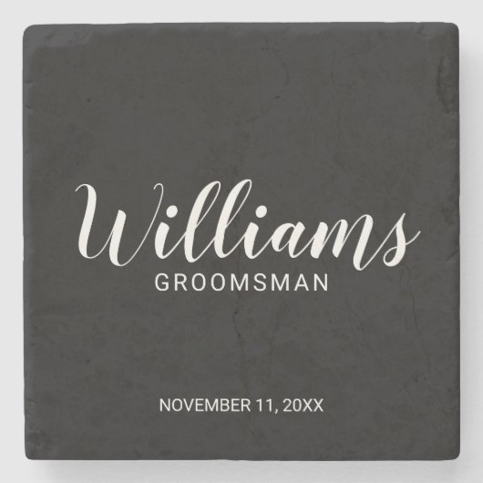 Modern script - speciaal gepersonaliseerd Groomsma Stenen Onderzetter (Voorkant)
