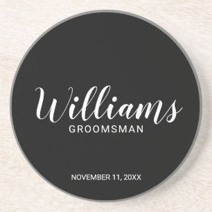 Modern script - speciaal gepersonaliseerd Groomsma Zandsteen Onderzetter