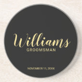 Modern script - speciaal gepersonaliseerd Groomsma Zandsteen Onderzetter (Voorkant)