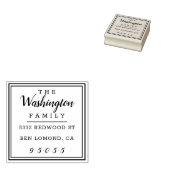 Modern Script Square familienaam retouradres Rubberstempel (Gestempeld)