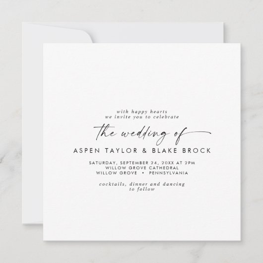 Modern Script Square Weddenschap Kaart (Voorkant)