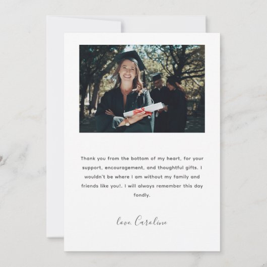 Modern Script Stijlvol Afstuderen Dank je kaart (Achterkant)
