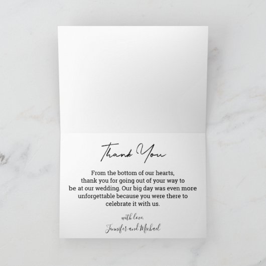 Modern script Stijlvolle bruiloft 3 foto's collage Bedankkaart (Binnen)