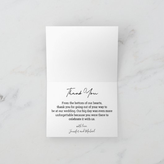 Modern script Stijlvolle bruiloft 3 foto's collage Bedankkaart (Binnen)