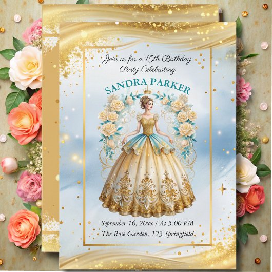 Modern script Stijlvolle chique gouden jurk verjaa Kaart