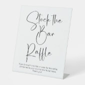 Modern Script Stock de Bar Raffle Reclamebord Met Voetstuk (Voorkant)