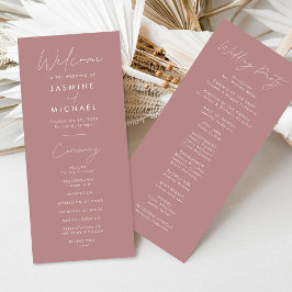Modern Script Stof Roze Huwelijksprogramma