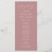 Modern Script Stof Roze Huwelijksprogramma (Achterkant)