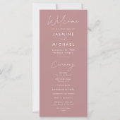 Modern Script Stof Roze Huwelijksprogramma (Voorkant)