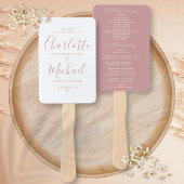 Modern Script Stof Roze Huwelijksprogramma Handwaaier