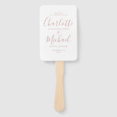 Modern Script Stof Roze Huwelijksprogramma Handwaaier (Voorkant)