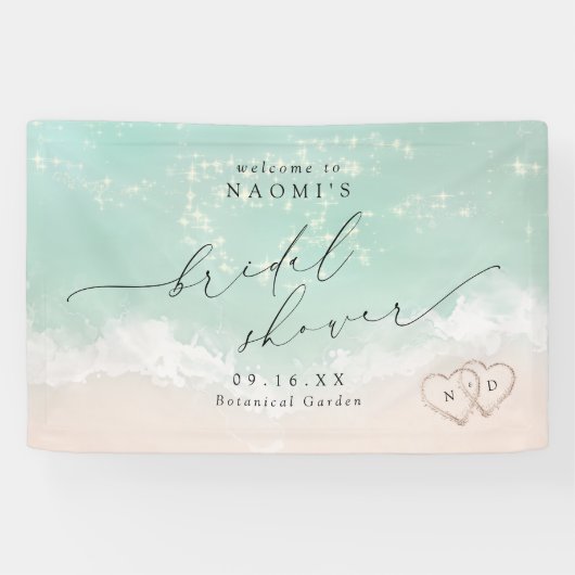 Modern Script strand harten vrijgezellenfeest welk Spandoek (Horizontaal)