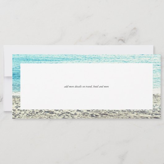 Modern script strandvliegtuig boarding pass bruilo kaart (Achterkant)