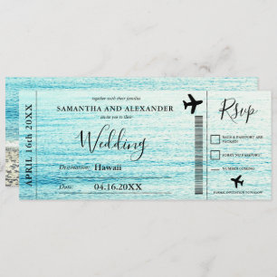 Modern script strandvliegtuig boarding pass bruilo kaart