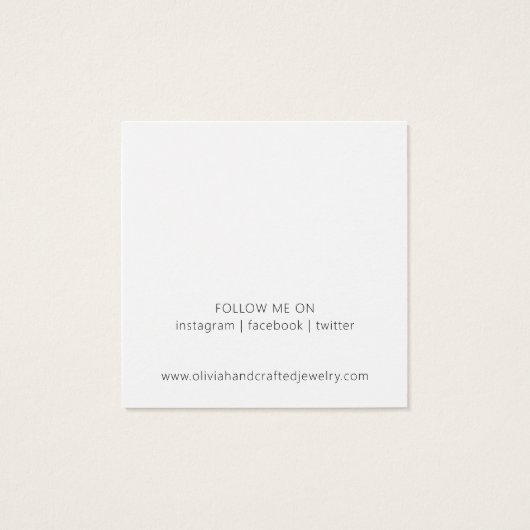 Modern Script Stud Oorbel Display Kaart (Achterkant)