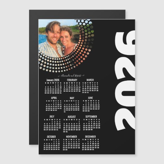 Modern Script Stylish 2026 Calendar Photo Magnet  (Voorkant / Achterkant)