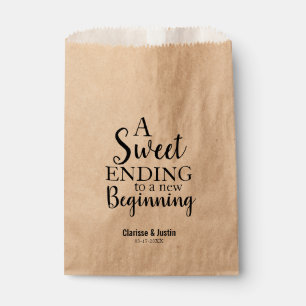 Modern Script Sweet Ending Nieuw Begin Bruiloft Bedankzakje