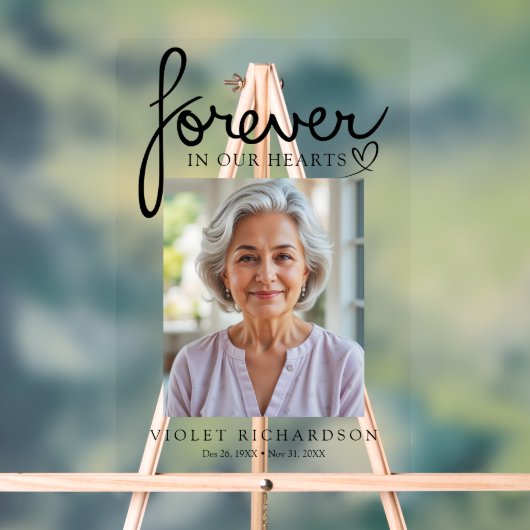 Modern Script Sympathy Photo Memorial Acryl Bord (Neutraal)