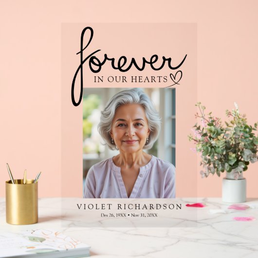 Modern Script Sympathy Photo Memorial Acryl Bord (Huwelijk)