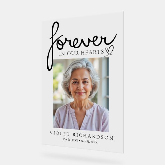 Modern Script Sympathy Photo Memorial Acryl Bord (Hoek)