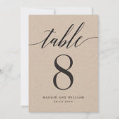 Modern Script Table Number Kaart Kraft (Voorkant)