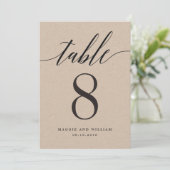 Modern Script Table Number Kaart Kraft (Staand voorkant)