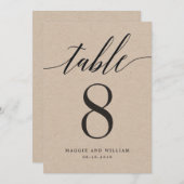 Modern Script Table Number Kaart Kraft (Voorkant / Achterkant)