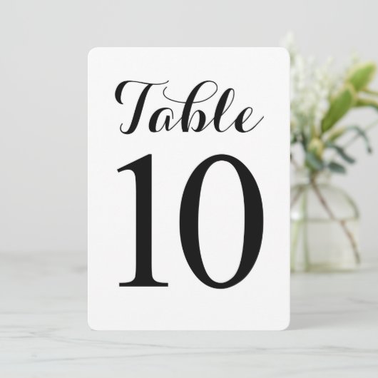 Modern Script Tafel 10 | Tafel Nummerskaart Kaart (Staand voorkant)