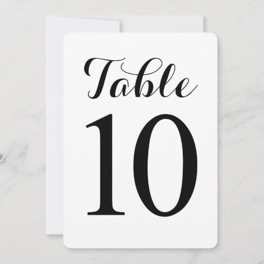 Modern Script Tafel 10 | Tafel Nummerskaart Kaart (Voorkant)