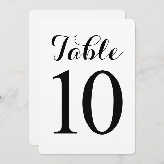Modern Script Tafel 10 | Tafelnummerkaart Kaart (Voorkant / Achterkant)