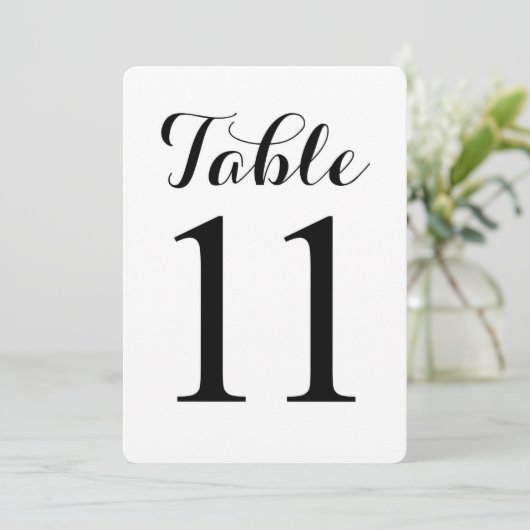 Modern Script Tafel 11 | Tafel Nummerskaart Kaart (Staand voorkant)