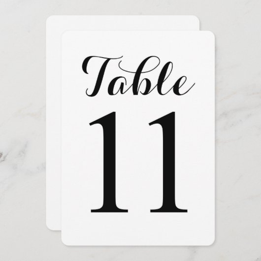 Modern Script Tafel 11 | Tafelnummerkaart Kaart (Voorkant / Achterkant)